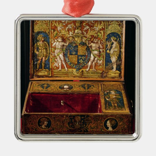 Schrijfdoos of tafelbureau metalen ornament (Voorkant)