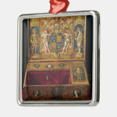 Schrijfdoos of tafelbureau metalen ornament (Links)