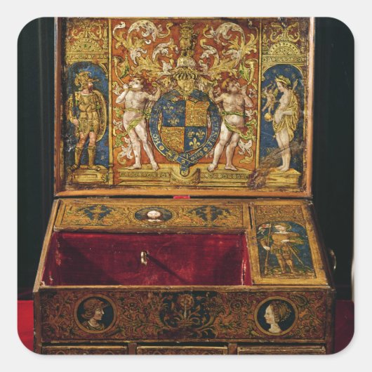 Schrijfdoos of tafelbureau vierkante sticker (Voorkant)