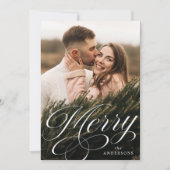 Schrijffoto Merry Calligraphy Script Feestdagenkaart (Voorkant)