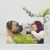 Schrijffoto met kersthandschrift feestdagenkaart (Staand voorkant)