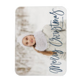 Schrijffoto van Merry Kerstmis Whimsical Navy Magneet (Verticaal)