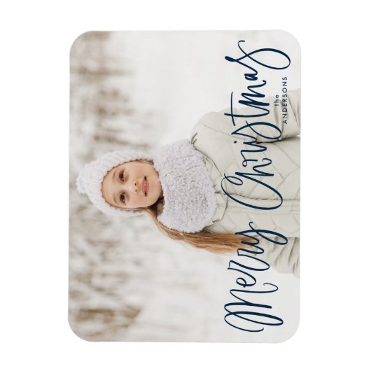 Schrijffoto van Merry Kerstmis Whimsical Navy Magneet (Verticaal)