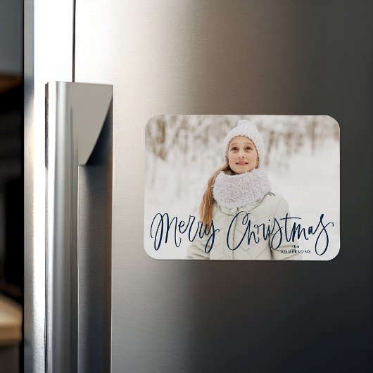 Schrijffoto van Merry Kerstmis Whimsical Navy Magneet