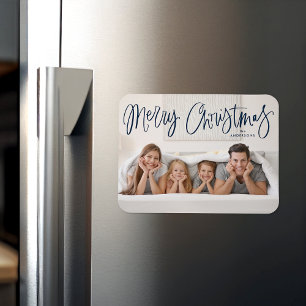 Schrijffoto van Merry Kerstmis Whimsical Navy Magneet
