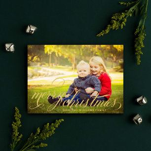 Schrijffoto voor Merry KerstGold Handwrited Feestdagenkaart