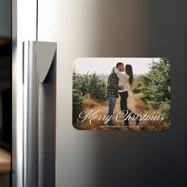 Schrijffoto voor prettige kerstkalligrafie magneet