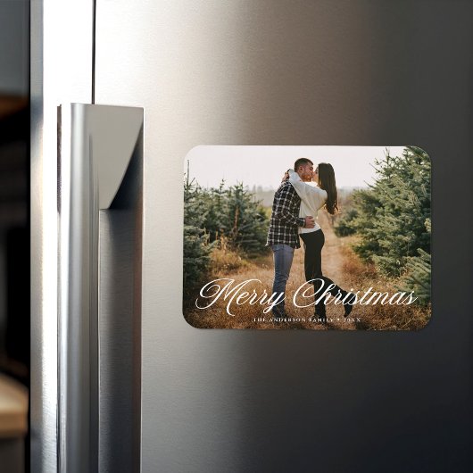 Schrijffoto voor prettige kerstkalligrafie magneet