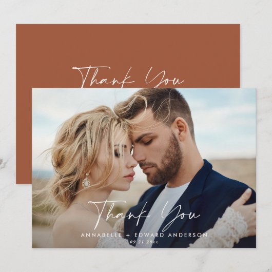 Schrijffotobruiloft bedankt voor de teracotta mode (Voorkant / Achterkant)