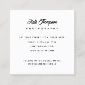 Schrijffotografie QR Code Sociale media Vierkante Visitekaartje (Achterkant)