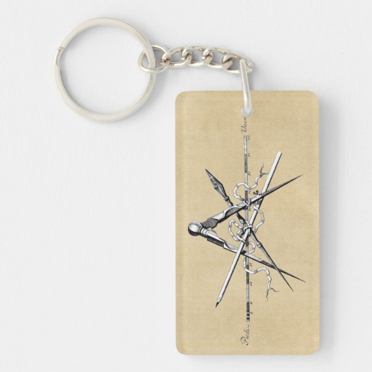 Schrijfgereedschap voor klassieke architectuur sleutelhanger (Voorkant)