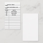 schrijfkaart voor bibliotheek visitekaartje (Voorkant / Achterkant)