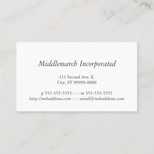 Schrijfkaartinkt en quill visitekaartje (Achterkant)