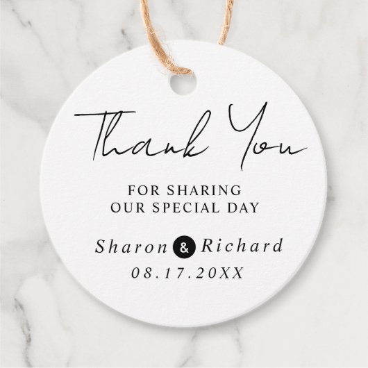 Schrijfkalligrafie Dank je bruiloft Bedankjes Labels (Voorkant)