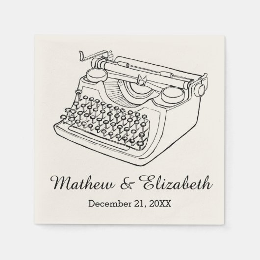  schrijfmachine aangepaste bruiloft servet (Voorkant)