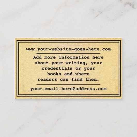 Schrijfmachine Antiek Visitekaartje (Achterkant)