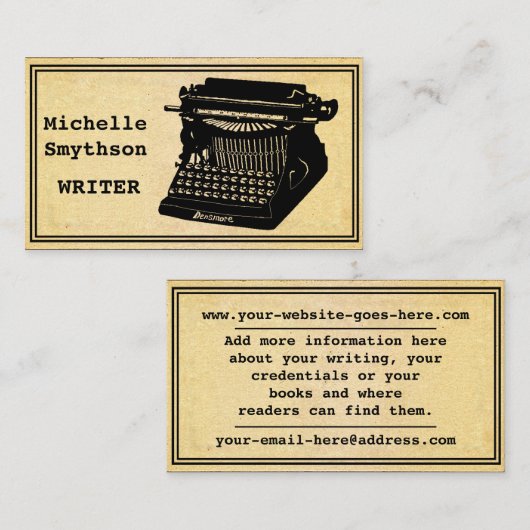 Schrijfmachine Antiek Visitekaartje (Voorkant / Achterkant)