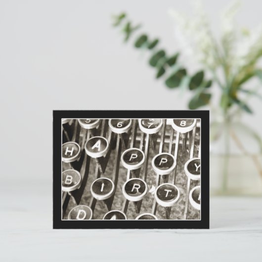  schrijfmachine Birthday Greeting Briefkaart (Staand voorkant)