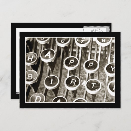  schrijfmachine Birthday Greeting Briefkaart (Voorkant / Achterkant)