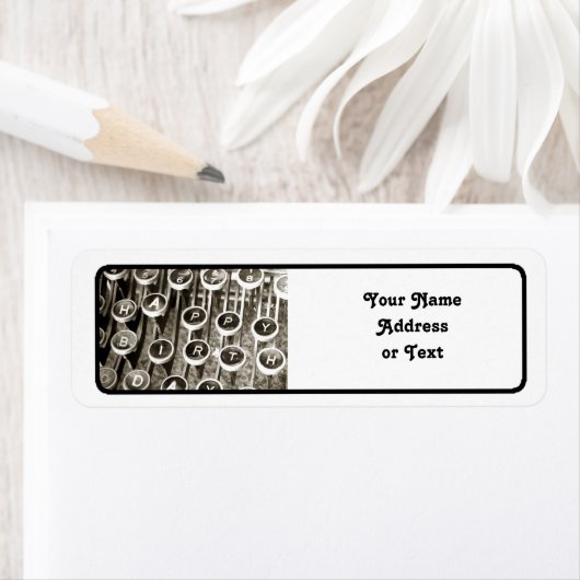  schrijfmachine Birthday Greeting Etiket (Insitu)