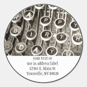  schrijfmachine Birthday Greeting Ronde Sticker