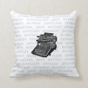 Schrijfmachine blauw  typemachine Pillow Kussen