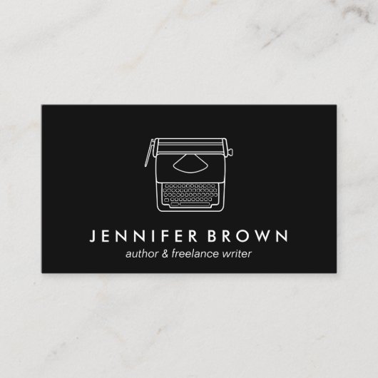  schrijfmachine blogger freelancer zwart visitekaartje (Voorkant)