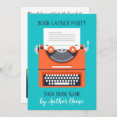 Schrijfmachine boeklanceringspartnerij kaart (Voorkant / Achterkant)