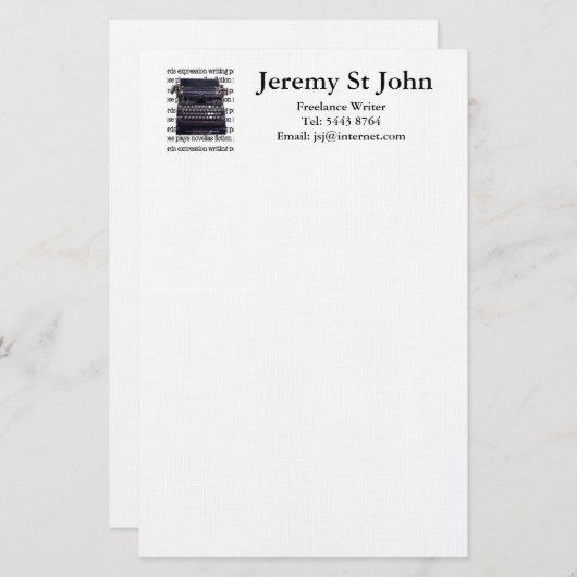  schrijfmachine briefpapier (Voorkant / Achterkant)