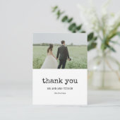  schrijfmachine bruiloft foto bedankt briefkaart (Staand voorkant)