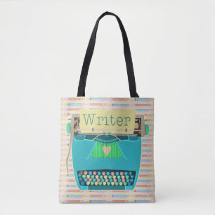 Schrijfmachine: geluiddemper Aqua Blue Modern Tote Bag