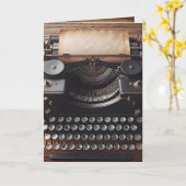  schrijfmachine Happy Birthday Kaart (Gele Bloem)