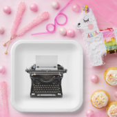  schrijfmachine Happy Birthday Papieren Bordje (Feest)