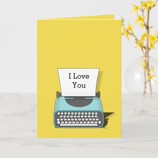 schrijfmachine I Love You Text Card Kaart (Gele Bloem)