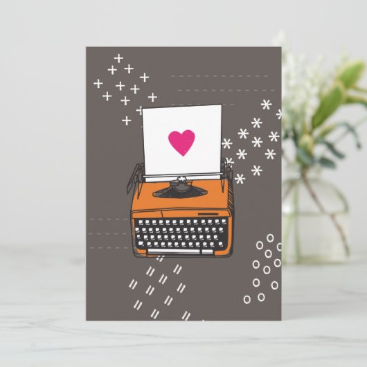  schrijfmachine Kaart - Hart (Staand voorkant)