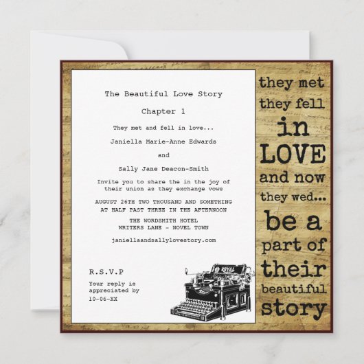 schrijfmachine Lesbian Wedding Kaart (Voorkant)