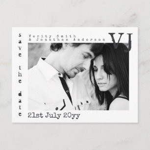 Schrijfmachine Lettertype Save The Date Huwelijk V Aankondigingskaart