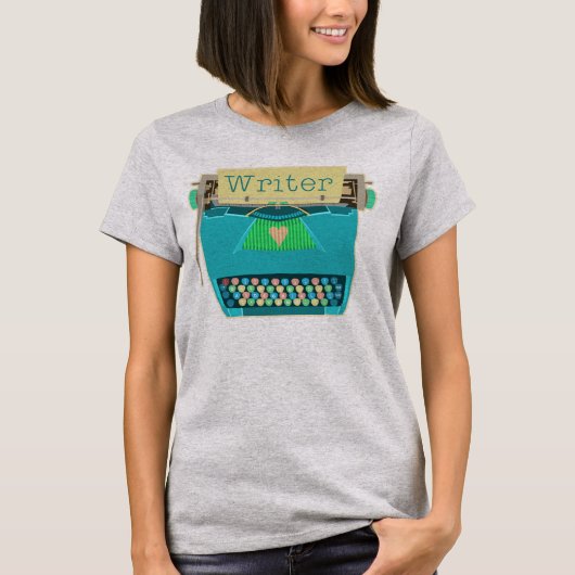 Schrijfmachine met typemachine - Retro Modern Aqua T-shirt (Voorkant)