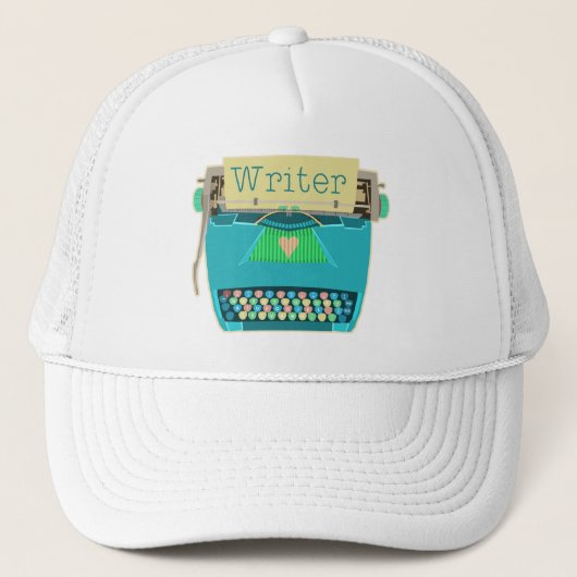 Schrijfmachine met typemachine - Retro Modern Aqua Trucker Pet (Voorkant)