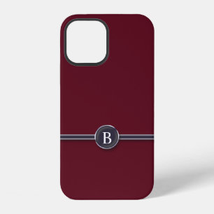 Schrijfmachine Monogram Zwarte Lijn Knop op Burgun iPhone 12 Hoesje