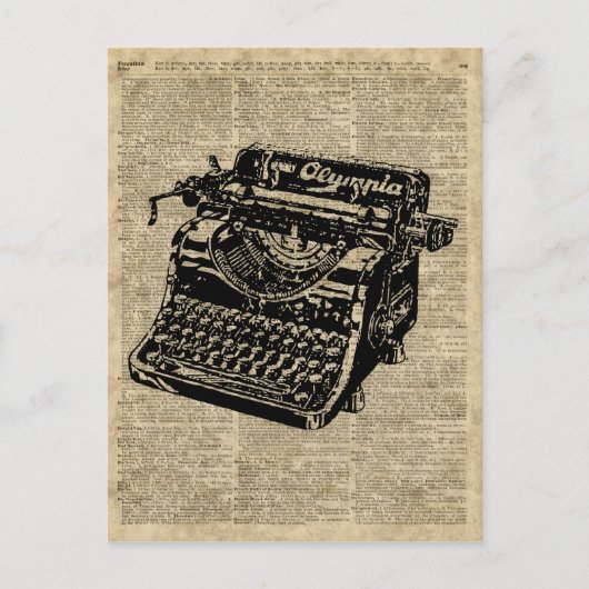  schrijfmachine op woordenboekpagina briefkaart (Voorkant)
