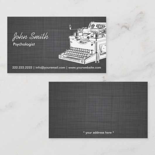  schrijfmachine psycholoog Linen Visitekaartje (Voorkant / Achterkant)