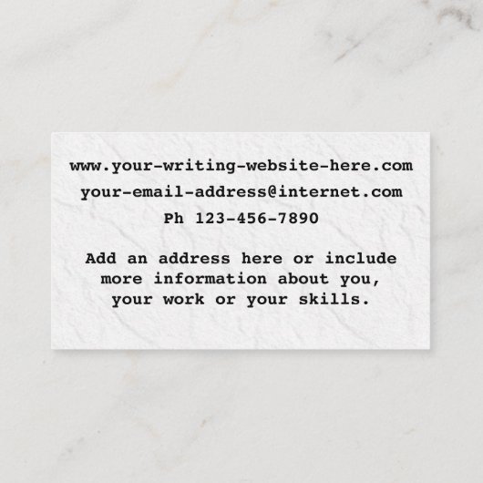 Schrijfmachine Retrotypemachine op gekreukeld papi Visitekaartje (Achterkant)