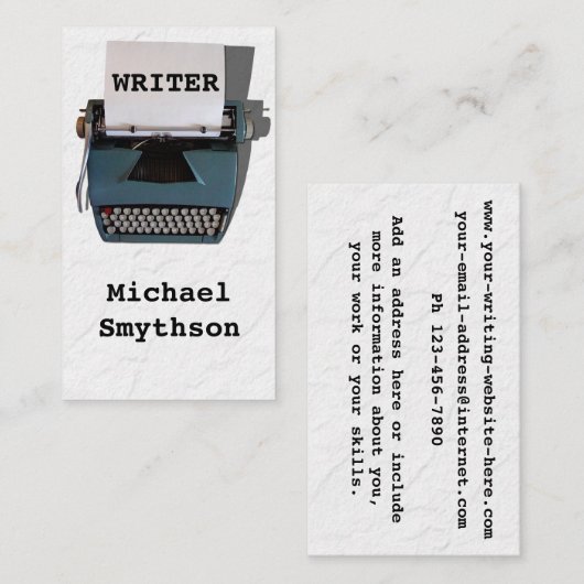 Schrijfmachine Retrotypemachine op gekreukeld papi Visitekaartje (Voorkant / Achterkant)