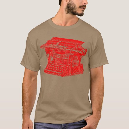  schrijfmachine - rood t-shirt (Voorkant)