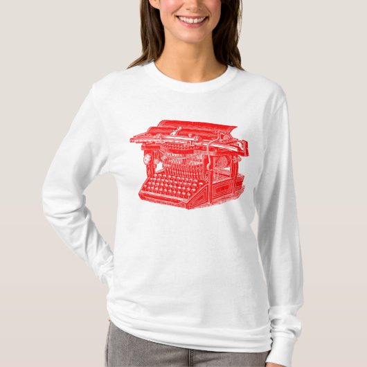  schrijfmachine - rood t-shirt (Voorkant)