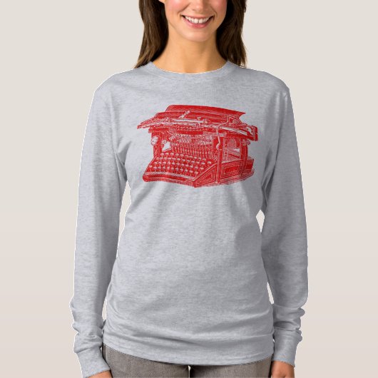  schrijfmachine - rood t-shirt (Voorkant)