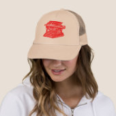schrijfmachine - rood trucker pet (In situ)