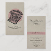 schrijfmachine roze met cirkel visitekaartje (Voorkant / Achterkant)