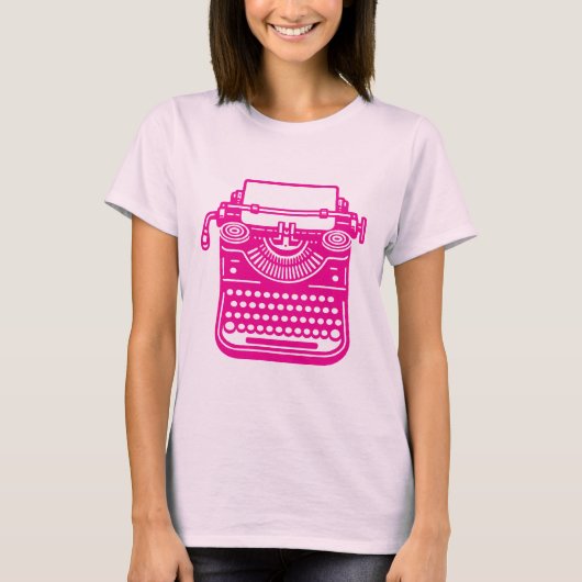  schrijfmachine - Roze T-shirt (Voorkant)